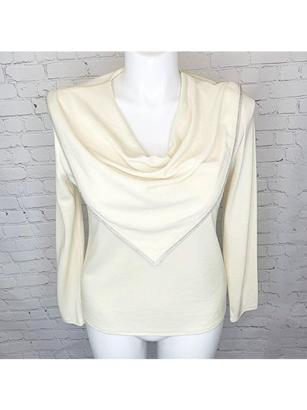 VINTAGE THREE FLAGGS CALIFORNIA RHINESTONE TRIM COWL NECK TOP -  SZ 12